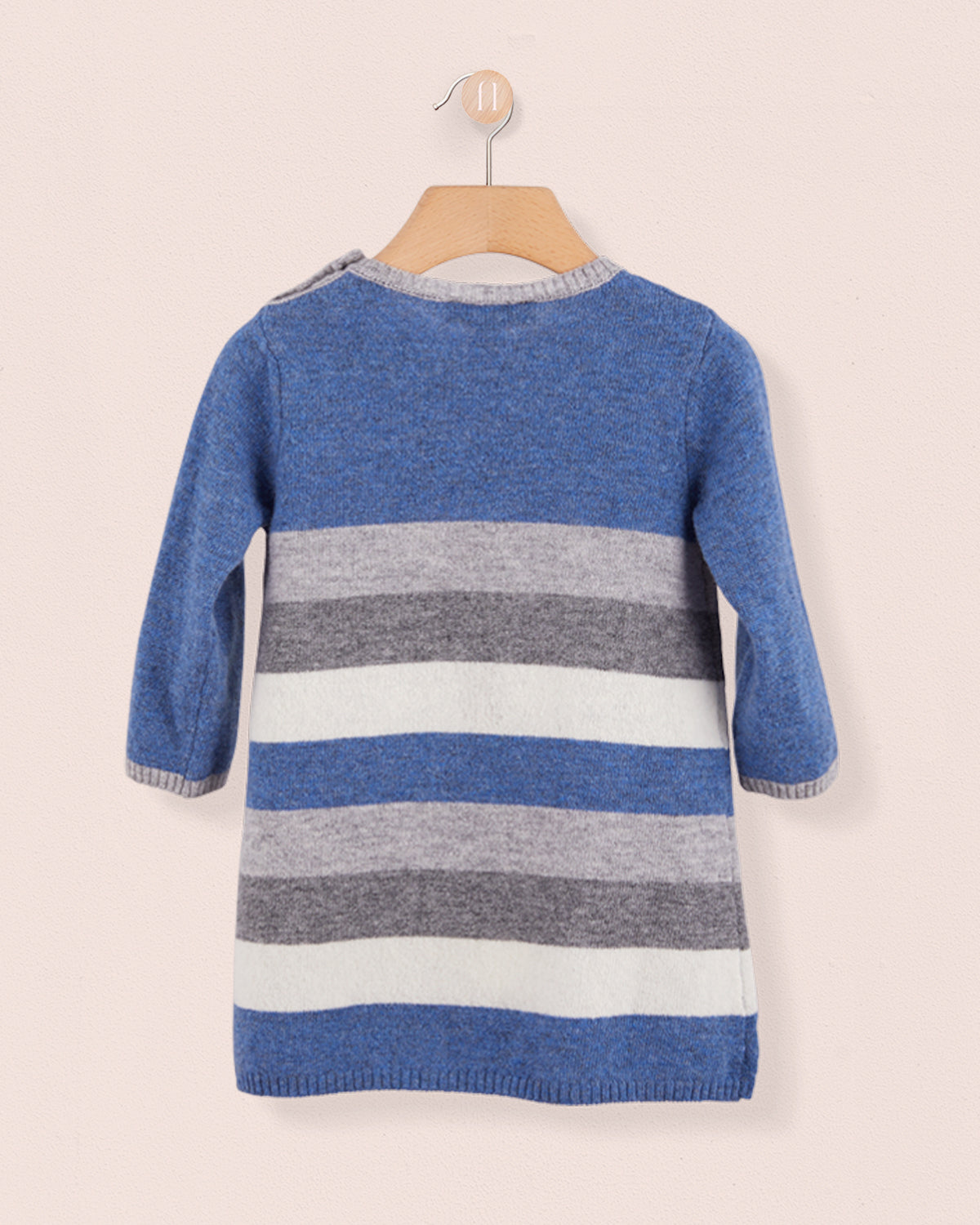 Valentina Blue and Grey Stripe Knit Dress